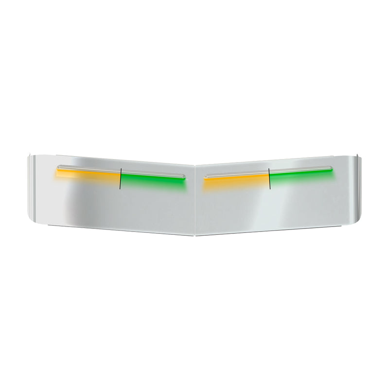 TSUN-K52AG KW. 13″ Curved Glass Post-Mount Louvered Sun Visor – Dual Glow Strips (Amber/Green) VISOR Light Gray