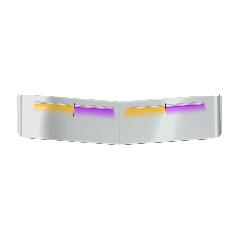 TSUN-K52AP KW. 13″ Curved Glass Post-Mount Louvered Sun Visor – Dual Glow Strips (Amber/Purple) VISOR Gray