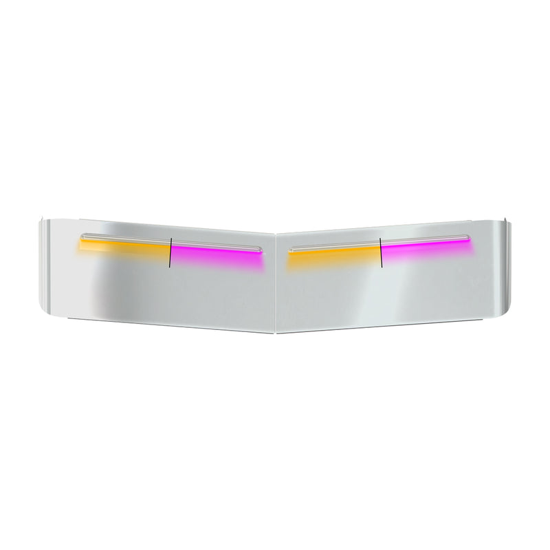 TSUN-K52APK KW. 13″ Curved Glass Post-Mount Louvered Sun Visor – Dual Glow Strips (Amber/Pink) VISOR Light Gray