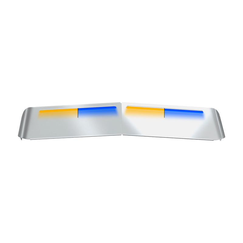 TSUN-K53AB KW. 13″ Flat Glass Post-Mount Louvered Sun Visor – Dual Glow Strips (Amber/Blue) VISOR Light Gray
