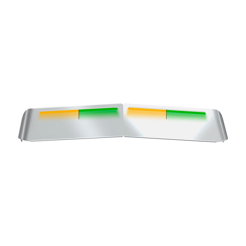 TSUN-K53AG KW. 13″ Flat Glass Post-Mount Louvered Sun Visor – Dual Glow Strips (Amber/Green) VISOR Light Gray