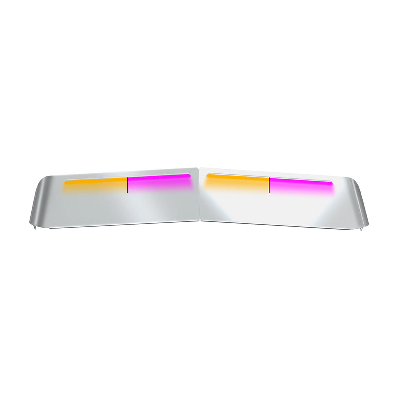 TSUN-K53APK KW. 13″ Flat Glass Post-Mount Louvered Sun Visor – Dual Glow Strips (Amber/Pink) VISOR Light Gray