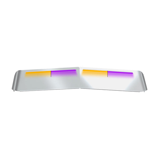 TSUN-K53AP KW. 13″ Flat Glass Post-Mount Louvered Sun Visor – Dual Glow Strips (Amber/Purple) VISOR Light Gray