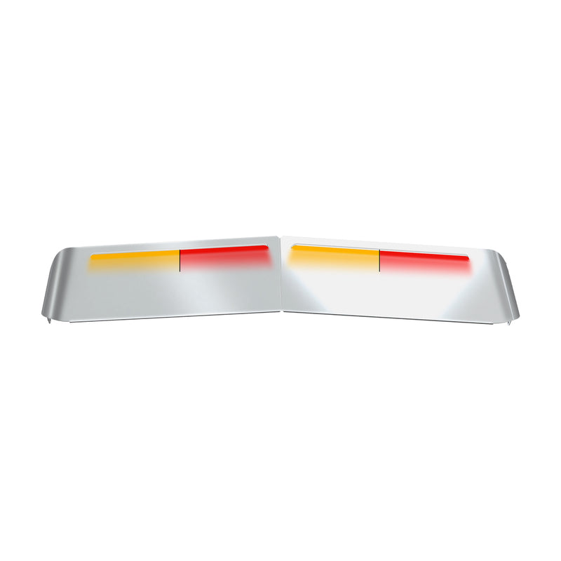 TSUN-K53AR KW. 13″ Flat Glass Post-Mount Louvered Sun Visor – Dual Glow Strips (Amber/Red) VISOR Light Gray