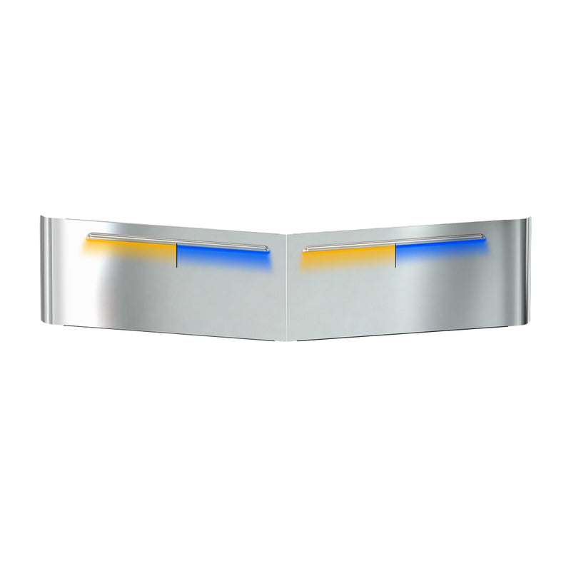 TSUN-P61AB PB. 14″ High & Low Roof with 2 Piece Windshields Louvered Sun Visor (1987+) – Cab Mounted Mirrors | Dual Glow Strips (Amber/Blue) VISOR Gray