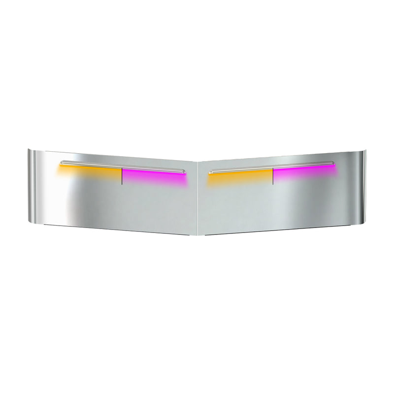 TSUN-P61APK PB. 14″ High & Low Roof with 2 Piece Windshields Louvered Sun Visor (1987+) – Cab Mounted Mirrors | Dual Glow Strips (Amber/Pink) VISOR Gray