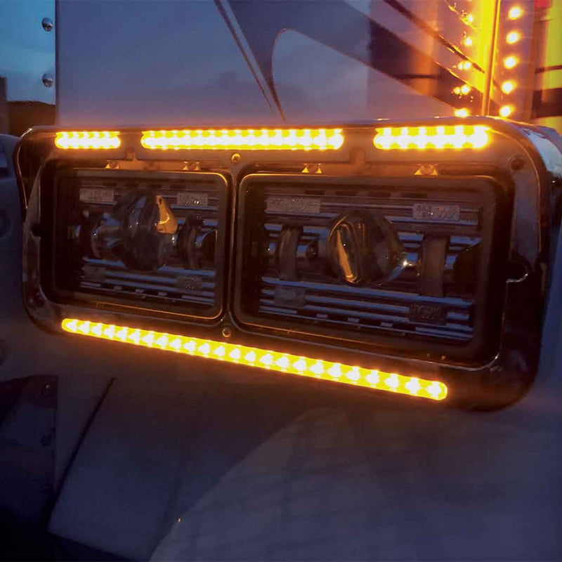 TU-1029 Universal Rectangular Flatline Headlight Bezel - Clear Amber