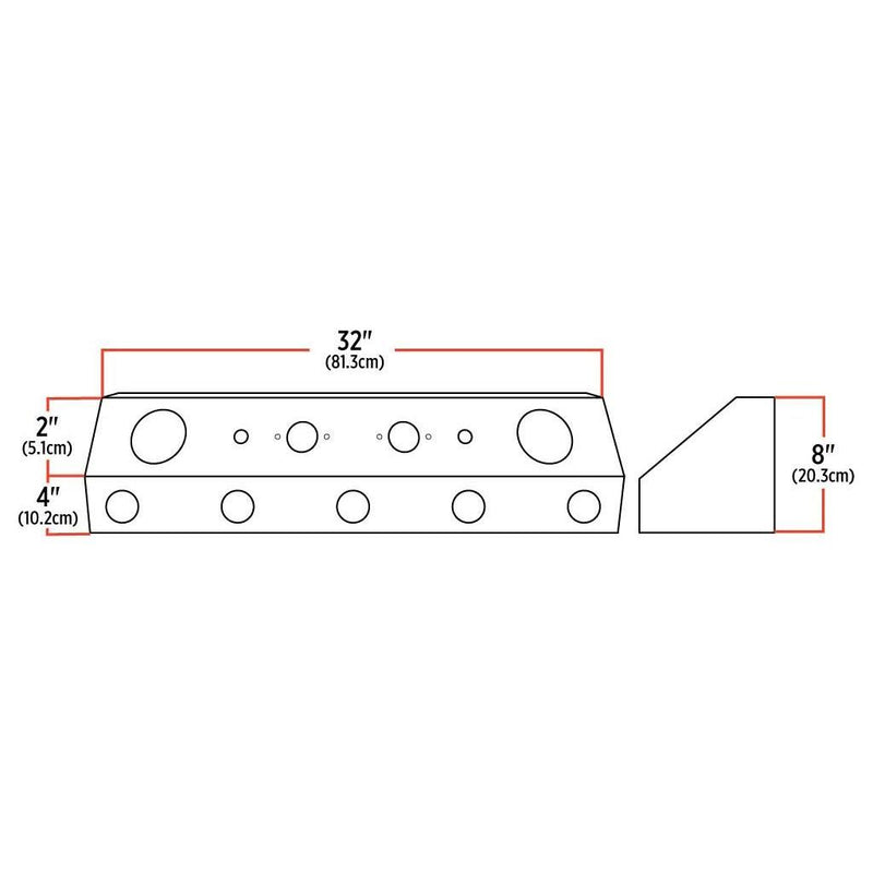 TU-1601L5 Dual LED Airline Box – 4″ & 2″ LEDs (Clear Lens) | Stainless Steel Antique White
