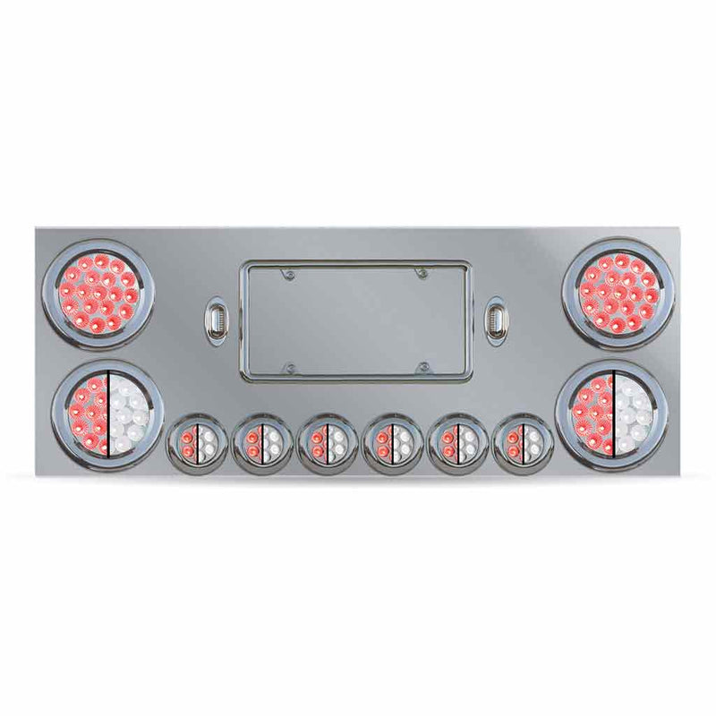 TU-9001L2. Dual LED Rear Center Panel – 4″ & 2″ Dual LEDs (Clear Lens) | Stainless Steel REAR CENTER PANEL Dark Gray