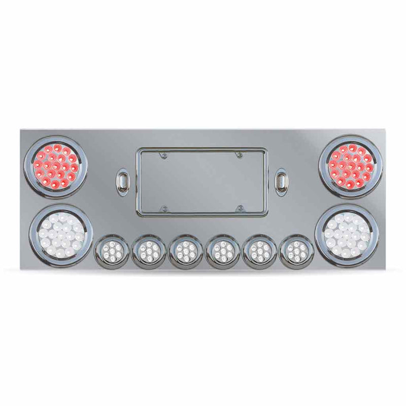 TU-9001L2. Dual LED Rear Center Panel – 4″ & 2″ Dual LEDs (Clear Lens) | Stainless Steel REAR CENTER PANEL Dark Gray