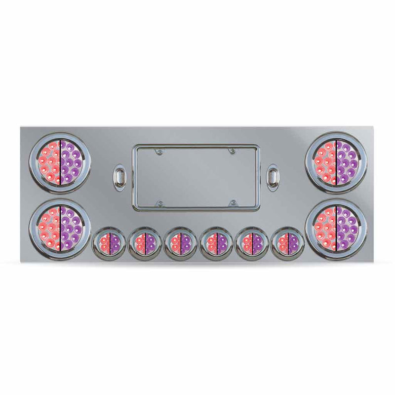 TU-9001L5 Dual LED Rear Center Panel – 4″ & 2″ Dual LEDs (Clear Lens) | Stainless Steel REAR CENTER PANEL Dark Gray