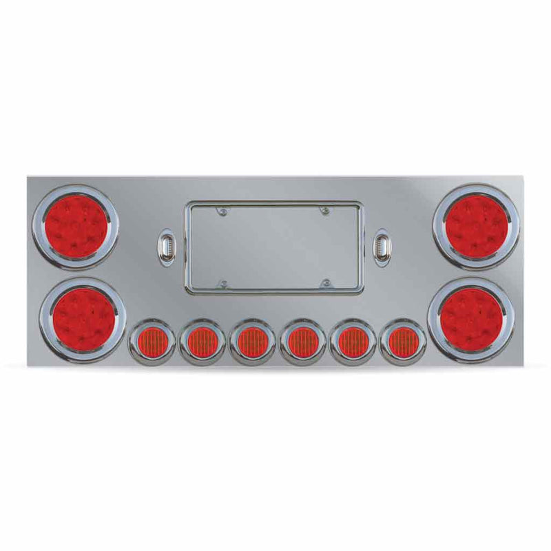 TU-9001L LED Rear Center Panel – 4″ & 2″ LEDs (Red Lens) | Stainless Steel REAR CENTER PANEL Dark Gray