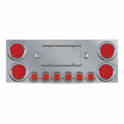 Dark Gray TU-9001L LED Rear Center Panel – 4″ & 2″ LEDs (Red Lens) | Stainless Steel REAR CENTER PANEL