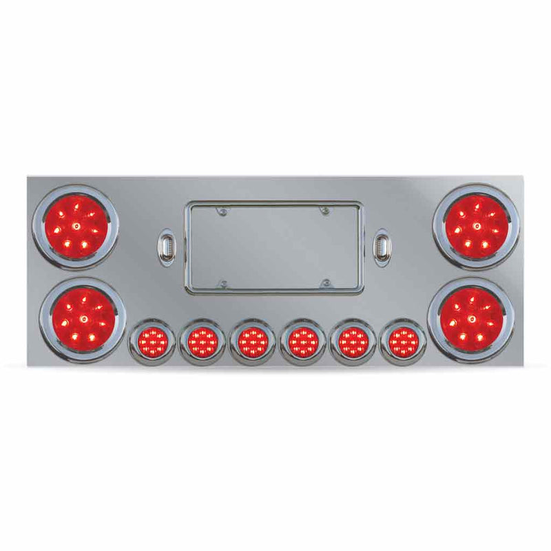 TU-9001L LED Rear Center Panel – 4″ & 2″ LEDs (Red Lens) | Stainless Steel REAR CENTER PANEL Dark Gray