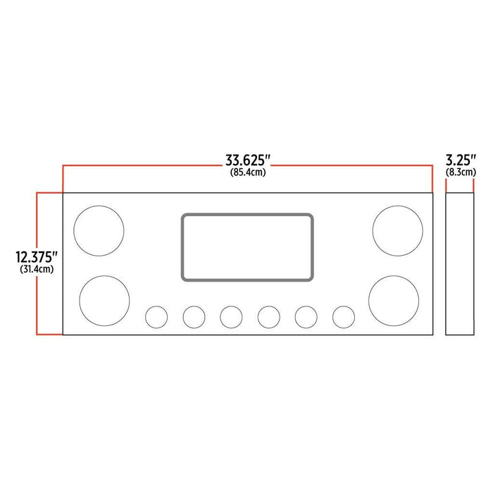 Dark Slate Gray TU-9001L LED Rear Center Panel – 4″ & 2″ LEDs (Red Lens) | Stainless Steel REAR CENTER PANEL