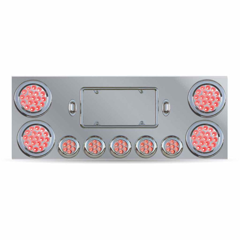 TU-9002L2 Dual LED Rear Center Panel – 4″ & 2.5″ Dual LEDs (Clear Lens) | Stainless Steel REAR CENTER PANEL Dark Gray
