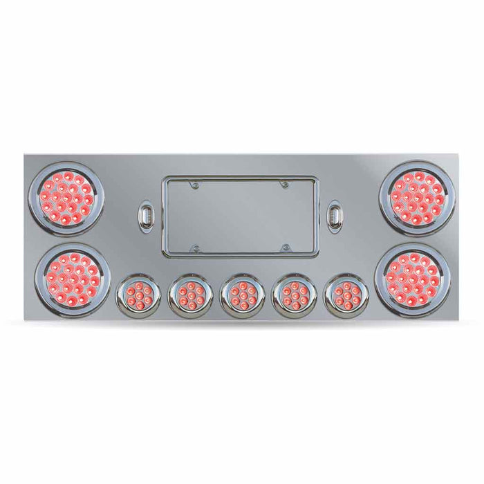 Dark Gray TU-9002L2 Dual LED Rear Center Panel – 4″ & 2.5″ Dual LEDs (Clear Lens) | Stainless Steel REAR CENTER PANEL