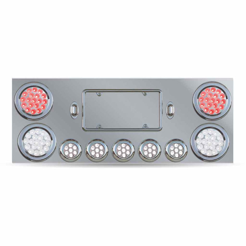 TU-9002L2 Dual LED Rear Center Panel – 4″ & 2.5″ Dual LEDs (Clear Lens) | Stainless Steel REAR CENTER PANEL Dark Gray