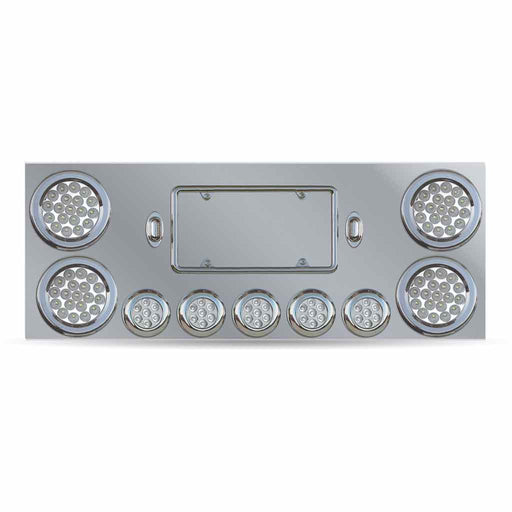 Dark Gray TU-9002L2 Dual LED Rear Center Panel – 4″ & 2.5″ Dual LEDs (Clear Lens) | Stainless Steel REAR CENTER PANEL