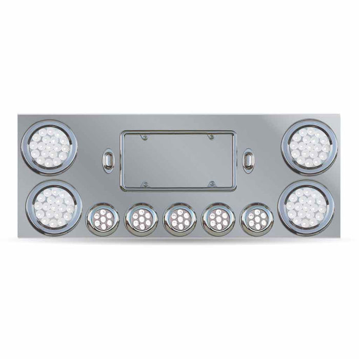 Dark Gray TU-9002L3 Dual LED Rear Center Panel – 4″ & 2.5″ Dual LEDs (Clear Lens) | Stainless Steel REAR CENTER PANEL