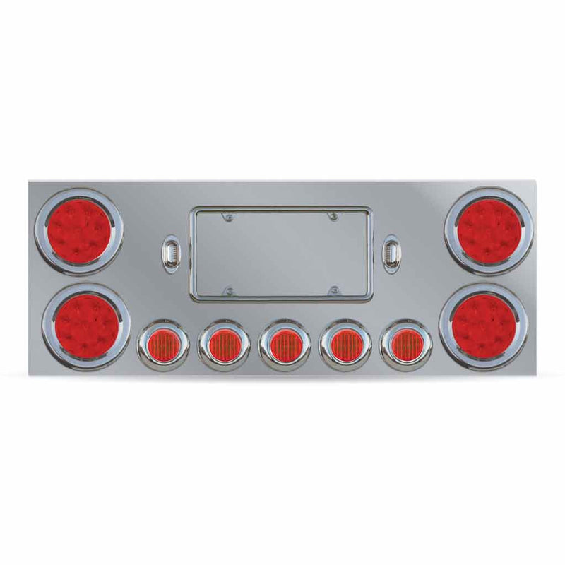TU-9002L LED Rear Center Panel – 4″ & 2.5″ LEDs (Red Lens) | Stainless Steel REAR CENTER PANEL Dark Gray