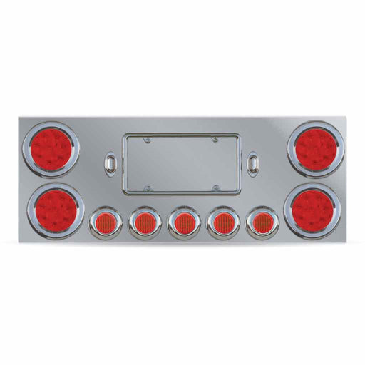 Dark Gray TU-9002L LED Rear Center Panel – 4″ & 2.5″ LEDs (Red Lens) | Stainless Steel REAR CENTER PANEL