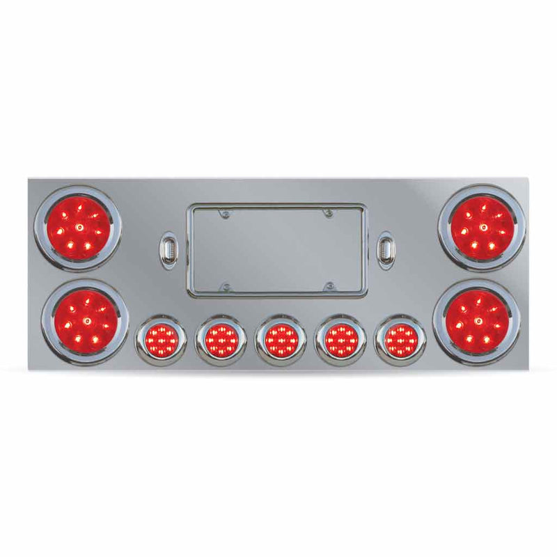 TU-9002L LED Rear Center Panel – 4″ & 2.5″ LEDs (Red Lens) | Stainless Steel REAR CENTER PANEL Dark Gray