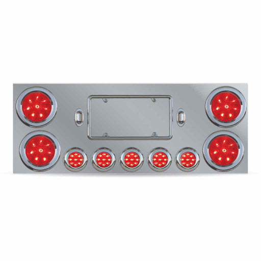 Dark Gray TU-9002L LED Rear Center Panel – 4″ & 2.5″ LEDs (Red Lens) | Stainless Steel REAR CENTER PANEL