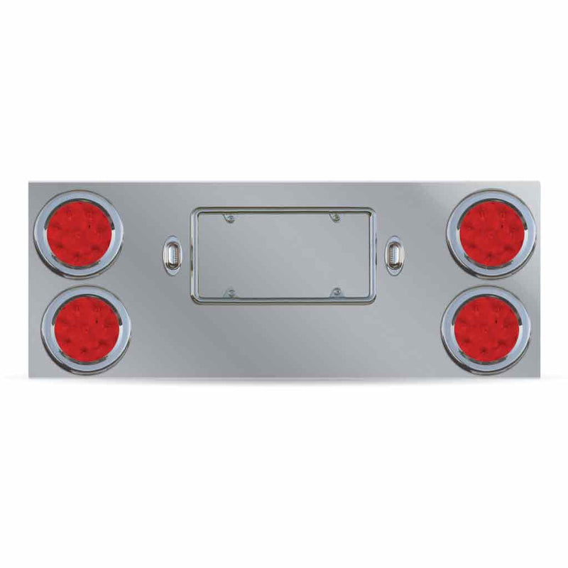 TU-9017L1 LED Rear Center Panel – 4″ LEDs (Red Lens) | Stainless Steel REAR CENTER PANEL Dark Gray