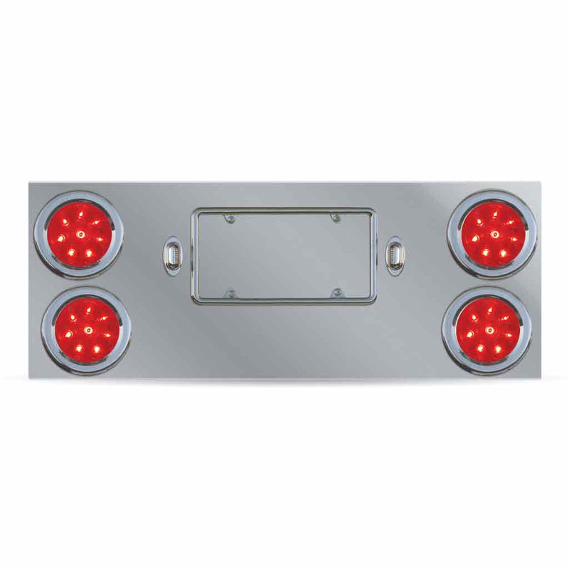 TU-9017L1 LED Rear Center Panel – 4″ LEDs (Red Lens) | Stainless Steel REAR CENTER PANEL Dark Gray