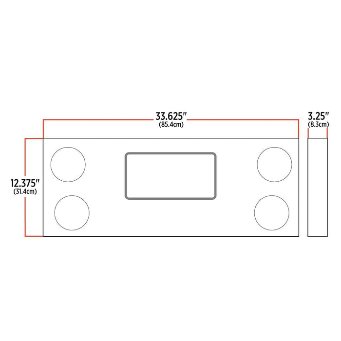 Dark Slate Gray TU-9017LC. LED Rear Center Panel – 4″ LEDs (ClearLens) | Stainless Steel REAR CENTER PANEL