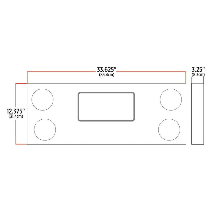 Dark Slate Gray TU-9017L1 LED Rear Center Panel – 4″ LEDs (Red Lens) | Stainless Steel REAR CENTER PANEL
