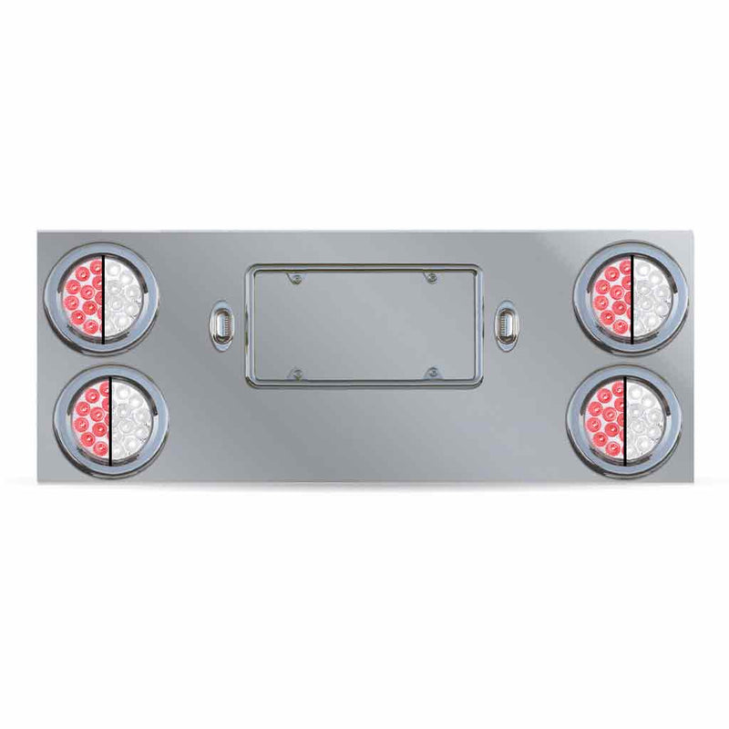 TU-9017L2. Dual LED Rear Center Panel – 4″ Dual LEDs (Clear Lens) | Stainless Steel REAR CENTER PANEL Dark Gray