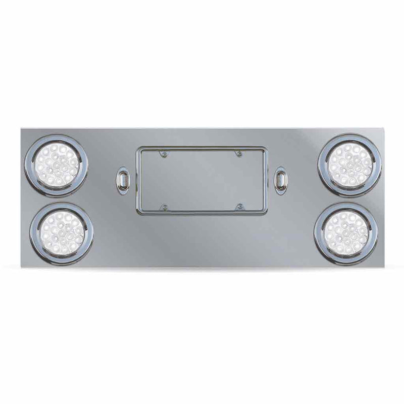 TU-9017L2. Dual LED Rear Center Panel – 4″ Dual LEDs (Clear Lens) | Stainless Steel REAR CENTER PANEL Dark Gray