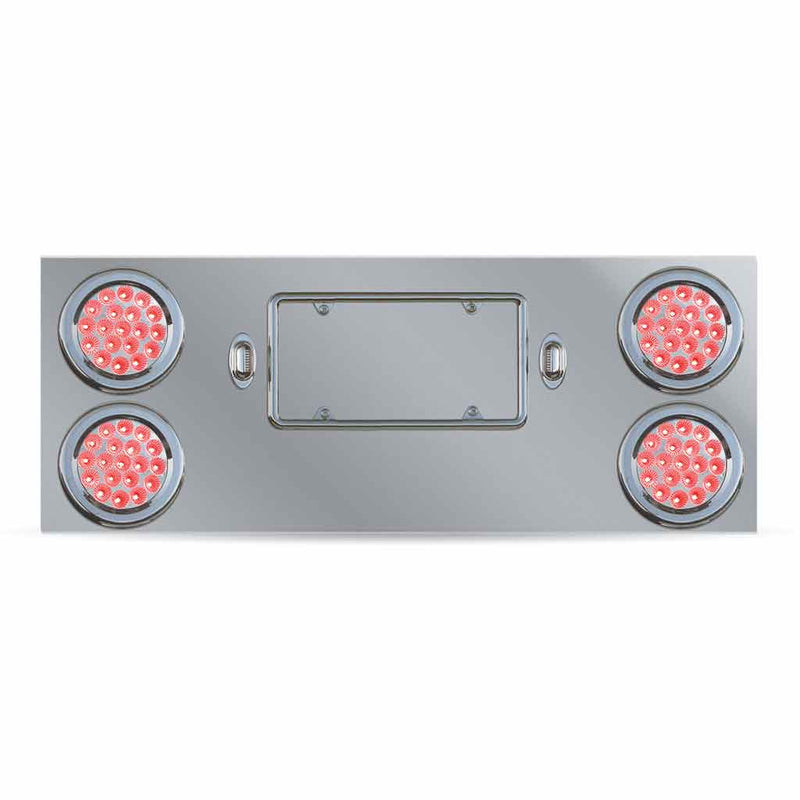 TU-9017L2. Dual LED Rear Center Panel – 4″ Dual LEDs (Clear Lens) | Stainless Steel REAR CENTER PANEL Dark Gray