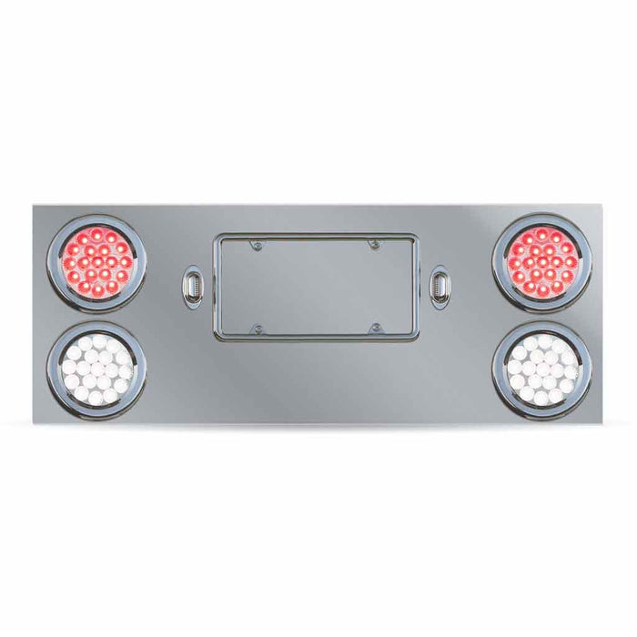 Dark Gray TU-9017L4 Dual LED Rear Center Panel – 4″ Dual LEDs (Clear Lens) | Stainless Steel REAR CENTER PANEL