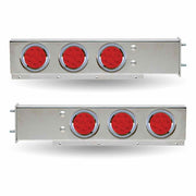 TU-9209L1 30″ LED Mud Flap Hangers – 3 3/4″ Bolt Spacing | 4″ LEDs (Red Lens) | Stainless Steel MUD FLAP HANGERS Gray