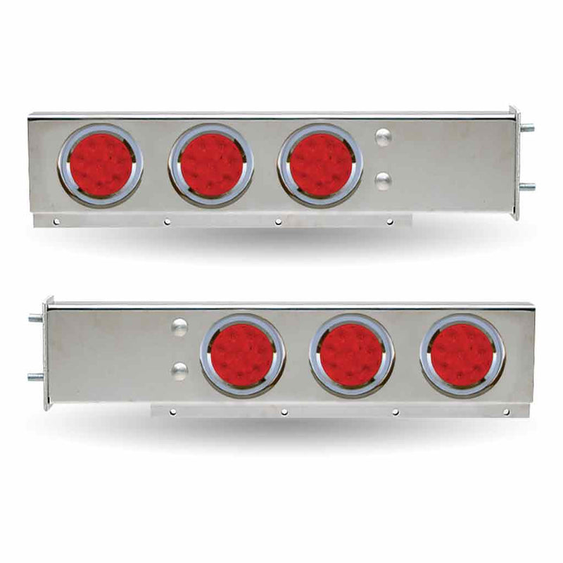 TU-9209L1 30″ LED Mud Flap Hangers – 3 3/4″ Bolt Spacing | 4″ LEDs (Red Lens) | Stainless Steel MUD FLAP HANGERS Gray