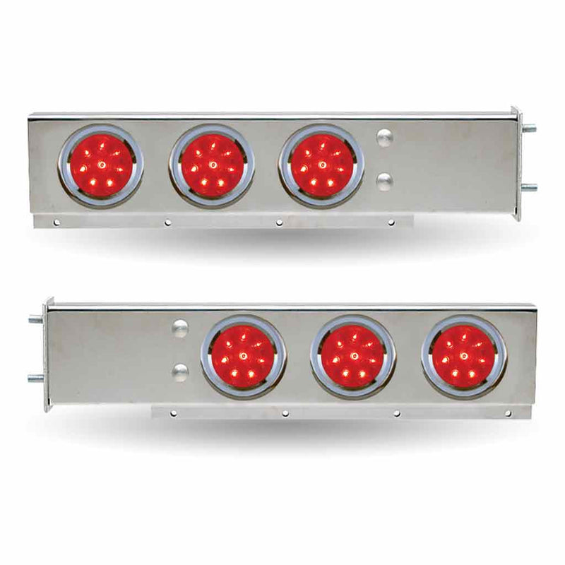 TU-9209L1 30″ LED Mud Flap Hangers – 3 3/4″ Bolt Spacing | 4″ LEDs (Red Lens) | Stainless Steel MUD FLAP HANGERS Gray