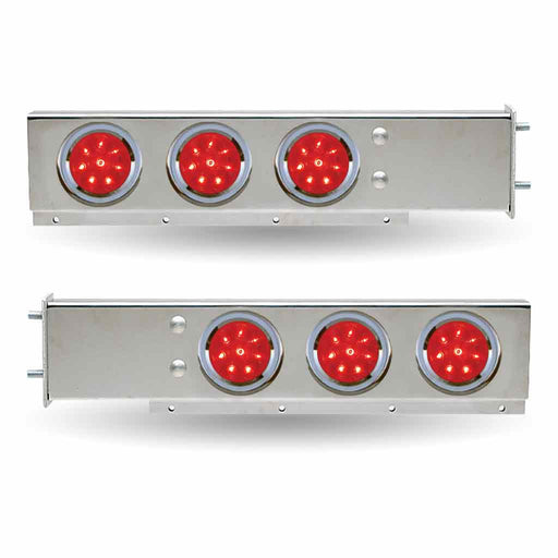 Gray TU-9209L1 30″ LED Mud Flap Hangers – 3 3/4″ Bolt Spacing | 4″ LEDs (Red Lens) | Stainless Steel MUD FLAP HANGERS