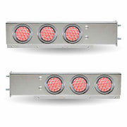 TU-9209L6 30″ Dual LED Mud Flap Hangers – 3 3/4″ Bolt Spacing | 4″ Dual LEDs (Clear Lens) | Stainless Steel MUD FLAP HANGERS Gray