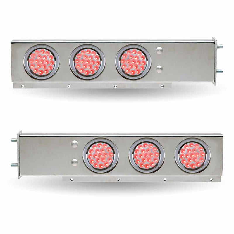 TU-9209L6 30″ Dual LED Mud Flap Hangers – 3 3/4″ Bolt Spacing | 4″ Dual LEDs (Clear Lens) | Stainless Steel MUD FLAP HANGERS Gray