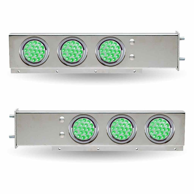 TU-9209L6 30″ Dual LED Mud Flap Hangers – 3 3/4″ Bolt Spacing | 4″ Dual LEDs (Clear Lens) | Stainless Steel MUD FLAP HANGERS Gray