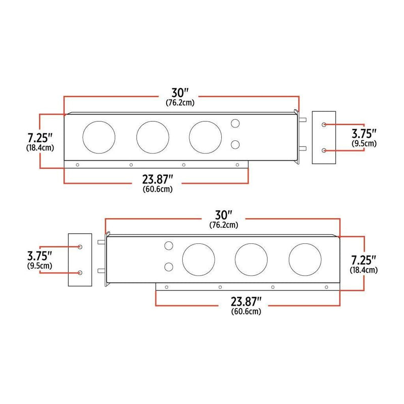 TU-9209L6 30″ Dual LED Mud Flap Hangers – 3 3/4″ Bolt Spacing | 4″ Dual LEDs (Clear Lens) | Stainless Steel MUD FLAP HANGERS Dark Slate Gray