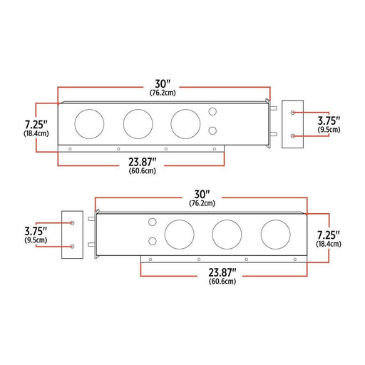 Dark Slate Gray TU-9209 30″ LED Mud Flap Hangers – 3 3/4″ Bolt Spacing | 6 x 4″ Holes | Stainless Steel MUD FLAP HANGERS