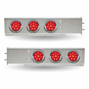 TU-9210L1 30″ LED Mud Flap Hangers – 2 1/2″ Bolt Spacing | 4″ LEDs (Red Lens) | Stainless Steel MUD FLAP HANGERS Gray