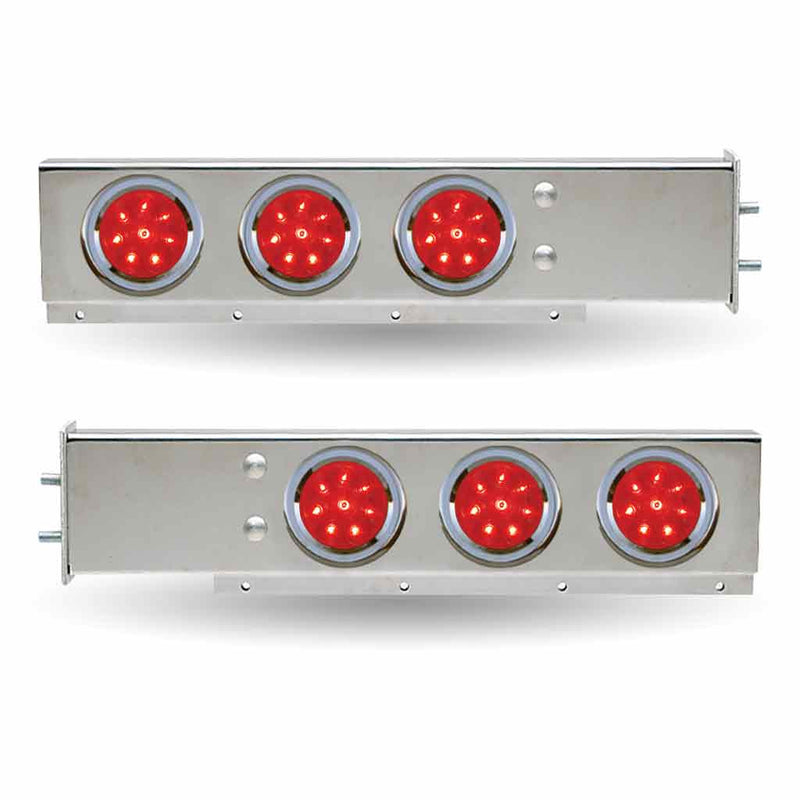 TU-9210L1 30″ LED Mud Flap Hangers – 2 1/2″ Bolt Spacing | 4″ LEDs (Red Lens) | Stainless Steel MUD FLAP HANGERS Gray