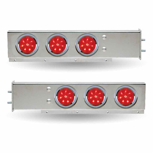 Gray TU-9210L1 30″ LED Mud Flap Hangers – 2 1/2″ Bolt Spacing | 4″ LEDs (Red Lens) | Stainless Steel MUD FLAP HANGERS