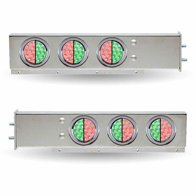 TU-9210L5 30″ Dual LED Mud Flap Hangers – 2 1/2″ Bolt Spacing | 4″ Dual LEDs (Clear Lens) | Stainless Steel MUD FLAP HANGERS Gray