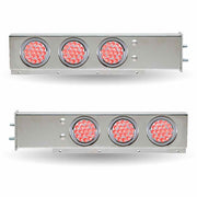 TU-9210L5 30″ Dual LED Mud Flap Hangers – 2 1/2″ Bolt Spacing | 4″ Dual LEDs (Clear Lens) | Stainless Steel MUD FLAP HANGERS Gray